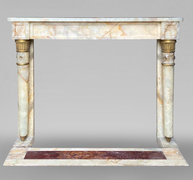 Empire style onyx mantel with detached columns and ormolu capitals-0